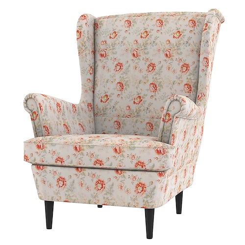 Wingback-Stuhlbezug 100% Baumwolle mit Armlehnenbezug Blumen Steppbezüge für Einzelstuhl Image
