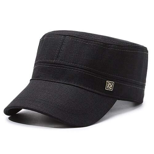 Herren Unisex Schiebermütze Cap Basecap Militärmütze Kadettenhut Schwarz Marineblau Polyester Vintage Modisch Brautkleider schlicht Strasse Täglich Glatt Einstellbar Atmungsaktiv Image