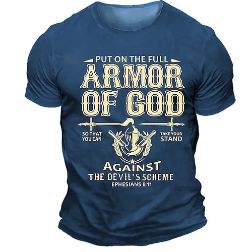 Herren Tempelritter Buchstabe T Shirt T-Shirt 3D-Druck Rundhalsausschnitt Hemd Religiös Athleisure Streetstyle Straße Sport im Freien Schwarz Blau Grün Sommer Frühling Bekleidung S M L XL XXL XXXL Image