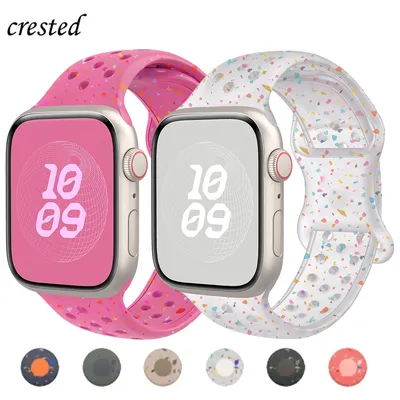 Sport Silicone Strap for Apple watch band 40mm 41mm 45mm 44mm 46mm 49mm 42mm Breathable bracelet