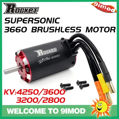 Rocket 3660 Brushless Motor 4250KV 3600KV 3200KV 2800KV w/Temp Sensor for 1/8 1/10 RC Car