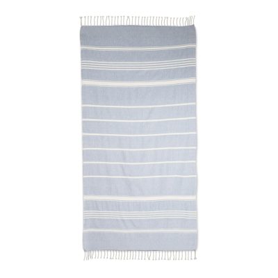 Fresh Relaxation in Sky Blue,'Striped Cotton Beach Towel in Sky Blue from Guatemala'