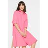Sommerkleid SENSES.THE LABEL, Damen, Gr. XL, US-Größen, pink (soft pink), Material: 100% Baumwolle, unifarben, casual, regular fit Midi, hoch geschlossener Ausschnitt, 3/4-Ärmel Ärmel mit Ärmelschlitz 1-Knopf-Manschette, Kleider, aus Baumwolle