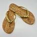 Lilly Pulitzer Shoes | Lilly Pulitzer Mira Sandal Gold Metallic Studded Toe Post Cork Flip Flops Size 8 | Color: Gold | Size: 8