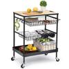 Kitchen Island Serving Cart with Utility Wood Tabletop - 24"D x 16.1"W x 30.3"H