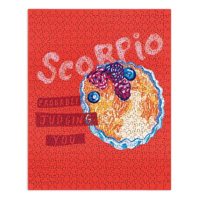 H Miller Ink Illustration Scorpio Mood in Tomato Red Puzzle