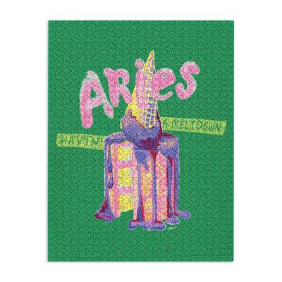 H Miller Ink Illustration Aries Dessert in Kelly Green Puzzle