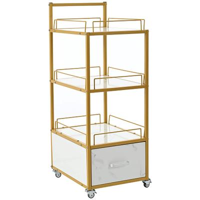 Salon Drawer Storage Trolley Cart with Lockable Rolling Wheels