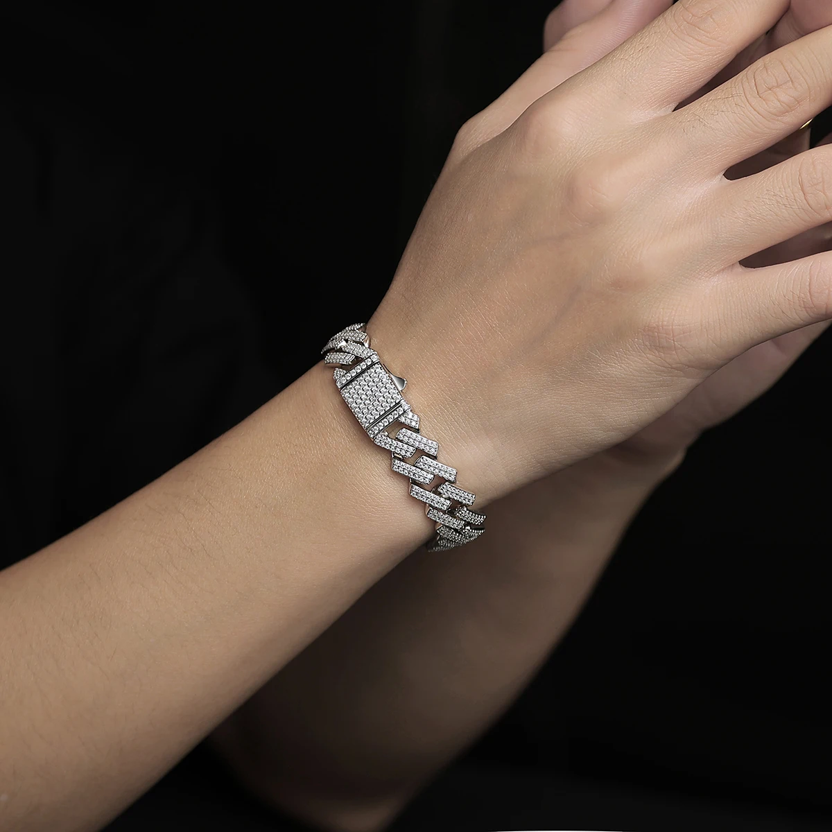 Jiuzuan 10/14mm voller Moissan ite 2 Reihen kubanisches Armband S925 Sterling Silber Luxus Diamanten kubanischen Anhänger 2024 Hip Hop Pop Chic