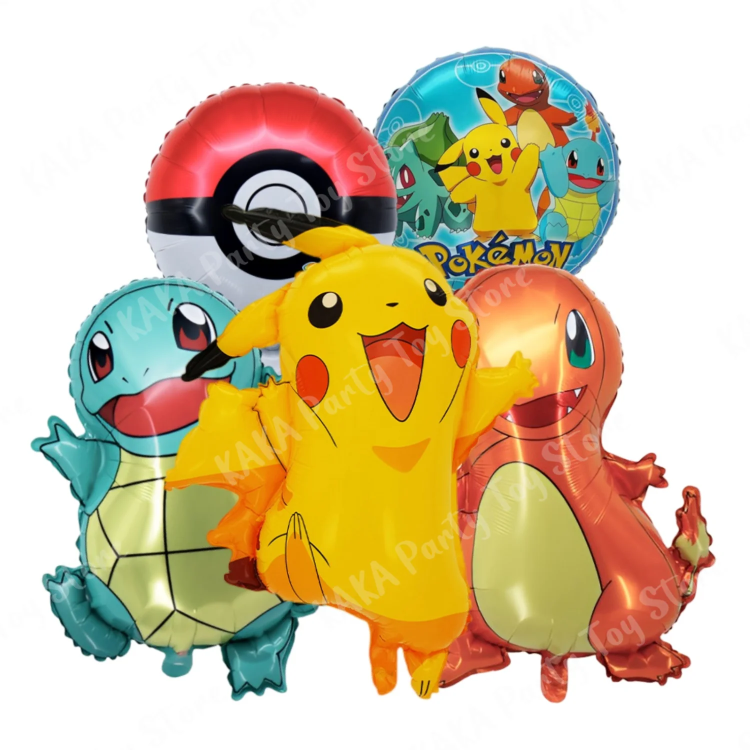 5 Teile/satz Pokemon Ballon Set Pikachu Charmander Cartoon Aluminium Folie Ballons Party Dekoration Requisiten Spielzeug Anime Geburtstag Party