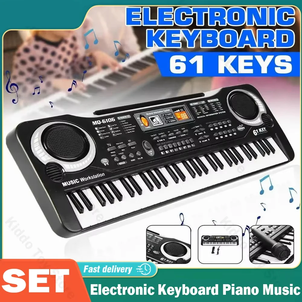 61-Tasten elektronische Tastatur Klavier digitale Musik Tastatur Kind multifunktional mit Mikrofon musikalische Aufklärung Weihnachtsgeschenke Image