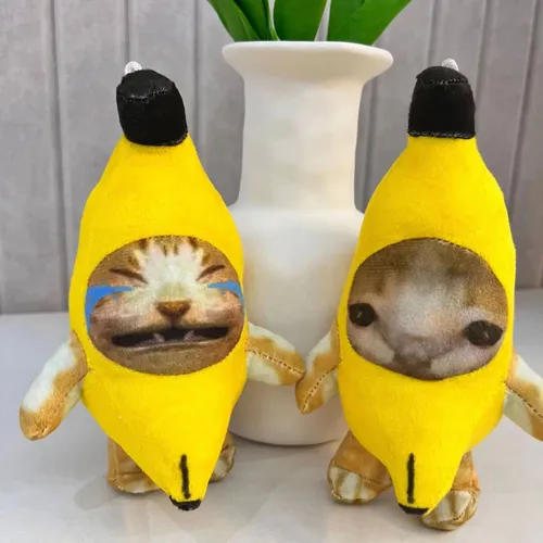 18cm lustige Bananen katze Anhänger sprechen und weinen Plüsch tier Stimme Lappen Puppe Puppe