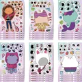 6 fogli Gabby Dollhouse Anime Stickers Make-a-Face assemblare divertente decalcomania fai da te