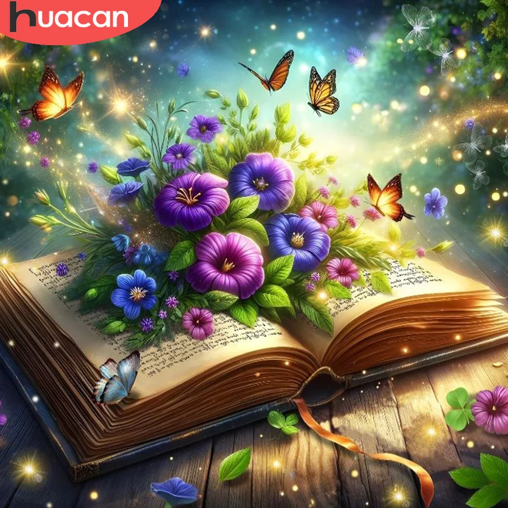 Huacan Tier DIY Diamant Malerei Frosch Pflanze volles Quadrat rund 5d Diamant Mosaik abstrakte Farbe Wohnkultur Image