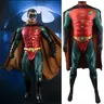 Supereroe Bat Robin Man Costume Cosplay e mantello Spandex tuta Costume di Halloween supereroe