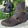 Mittelalterliche Renaissance Retro PU-Lederschuhe Halloween Mittelalter Viktorianisch Gothic Vintage Knöchel Kurze Stiefel Party Cosplay Requisiten