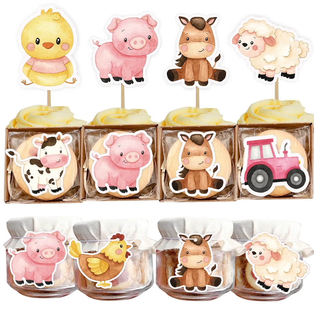 Bauernhoftier-Papier-Hängeetiketten, Kartonaufkleber für Kinder, Happy Birthday Party-Dekoration mit Bauernhofmotiv, DIY-Geschenke, Verpackungszubehör Image