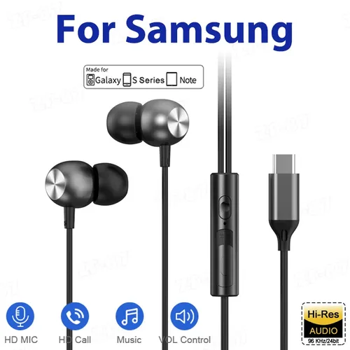 USB-C casque filaire 3.5mm 3 5 Jack écouteurs HiFi dans l'oreille casque pour Samsung Galaxy S24 S23 S22 S21 Ultra A54 A53 Type C écouteur