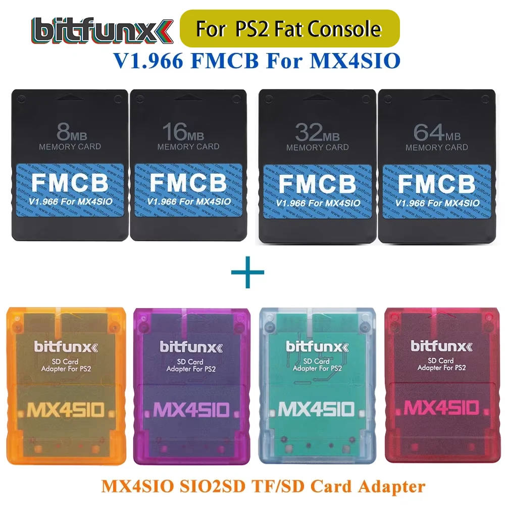 BitFunx V1.966 8/16/3264 MB FMCB PS2 Karte OPL 1,2.0 Für MX4SIO SIO2SD TF/SD Karte Adapter für Playstation2 Fat Spielkonsolen