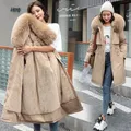 Parka rembourrée à capuche avec doublure en laine pour femme manteau long vêtements chauds veste
