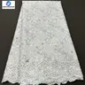 Sinya-Tissu en dentelle suisse pour robe de soirée coton brodé blanc entièrement au charbon haute