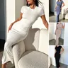 Kardashian-Robe moulante à manches courtes et col rond pour fille vêtement de plage de vacances