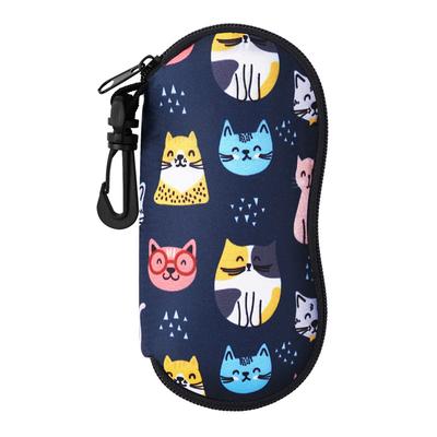 TEMU 1pc Cute Cat Print Zipper Eyegalsses Case For Travel Sport Soft Neoprene Portable Sunglass Case Unisex