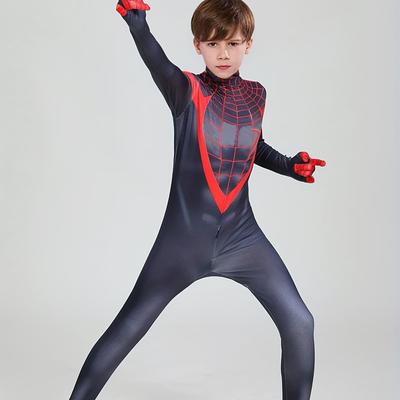 Boys Cosplay Costume Skull Spider Web Print Party Superhero Character Onesie Halloween Costume Kids Clothes
