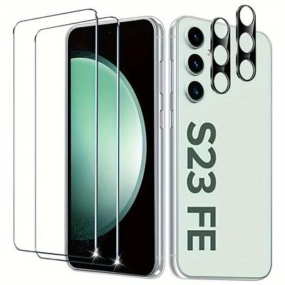 TEMU [2+2 Packs] Tempered Glass For Galaxy S23 Fe 5g 6.4'' Screen Protector With Camera Lens Protector, Anti-scratch Case Friendly Clear Hd Film