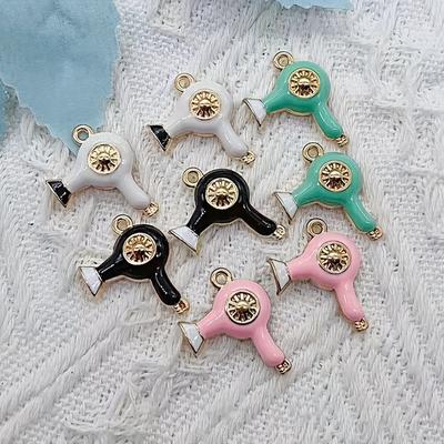 8pcs, Colorful Alloy Enamel Hair Dryer Pendants, For Jewelry Making Bracelet Necklace Pendant Keychain Accessories Diy Material Craft Supplies