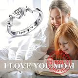 925 Sterling Silver Love Heart Zircon Mom Letter Ring Mother's Day Best Jewelry For Women Mum
