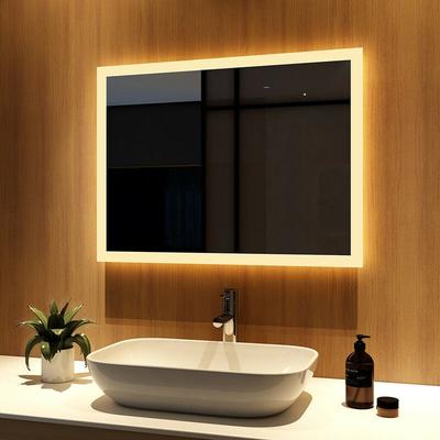 Badspiegel mit LED-Beleuchtung 80x60cm Badezimmerspiegel Wandschalter, Warmweiß Licht 3000K