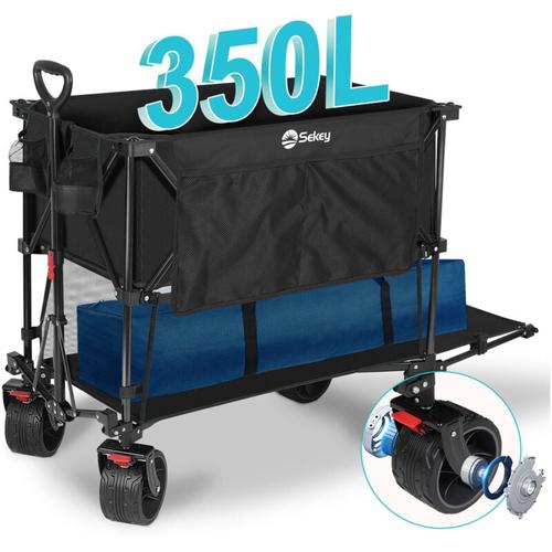 Sekey - Bollerwagen 4XL Doppel Bollerwagen Faltbar mit 2 Schichten 350L 150KG Faltbarer