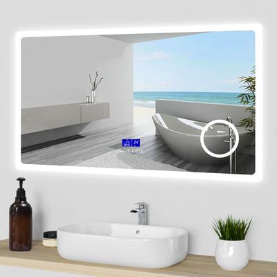 Duschparadies-de - led Badspiegel mit Uhr Bluetooth 3-fache Vergrößerung Beschlagfrei Badezimmer