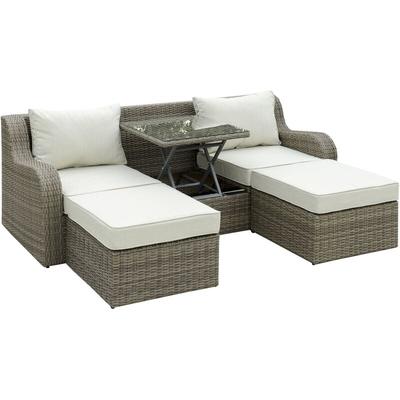 3-tlg. Polyrattan Gartenmöbel Set Gartengarnitur Garten-Set Sitzgruppe Loungeset Loungemöbel mit Image