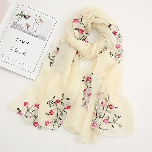 Damenschal mit Kirschblüten-Print, leicht, zartrosa, geblümt, atmungsaktiv, lässig, Büro, Abend, Einheitsgröße, Frühling, Herbst, Accessoires
