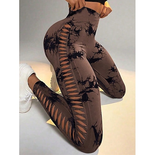 Per donna Pantaloni da yoga Leggings da yoga Taglio Vita Alta Pilates Allenamento in Palestra Allenamento Collant Tinta unica Tinta a nodi Nero Grigio scuro Verde Gli sport Abbigliamento sportivo