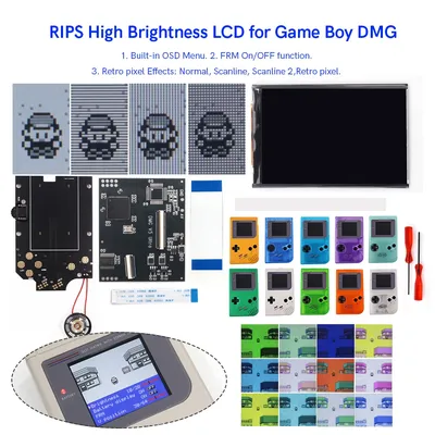 Hispeedido GBO V5 Pro OSD FRM IPS Backlight Menu RIPS 36 Color Kit For GameBoy DMG GBO GB Console W/