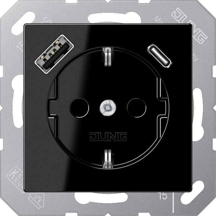 Jung SCHUKO Steckdose A 1520-15 CA SW A1520-15CASW Image