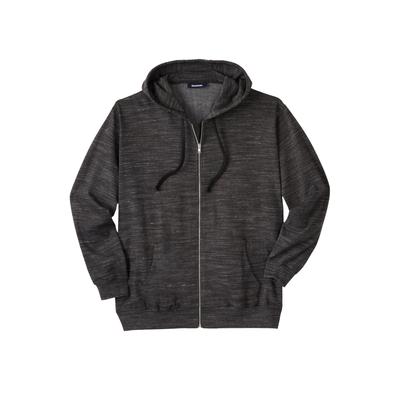 Men's Big & Tall Fleece Zip-Front Hoodie by KingSize in Black White Marl (Size 7XL) Fleece Jacket