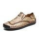 jonam Men's Shoes Men Shoes Leather Mens Shoes Casual Low Slip On Men's Shoes (Color : Khaki, Size : 6.5)