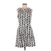 White House Black Market Casual Dress - A-Line Mock Sleeveless: White Polka Dots Dresses - Women's Size 6