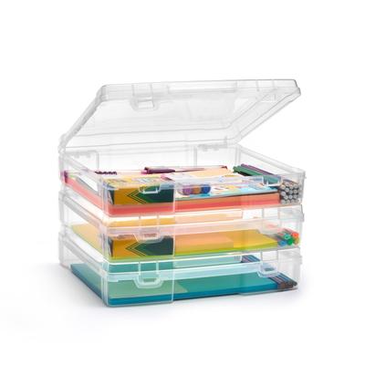 Sorbus Thick Clear Stackable Portable Project Case Snap-Tight Closure Storage For Board Game, Crafts, Office Supplies - Set of 3