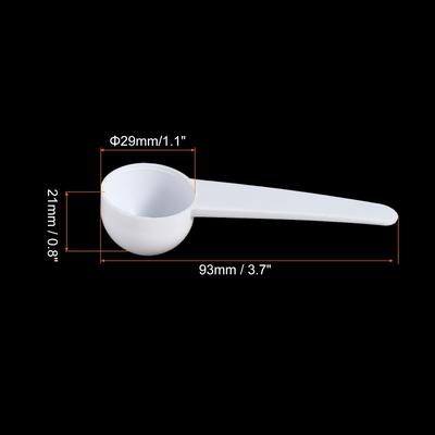 3.7" x 1.1" 5g Long Handle Plastic Measuring Spoon, 40Pcs Round Bottom - White