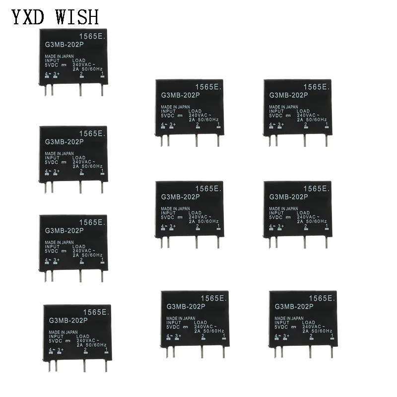 10 Stück G3MB-202P Halbleiterrelaismodul G3MB 202P DC-AC PCB SSR In 5V 12V 14VDC Out 240V AC 2A Relaismodul Image