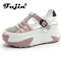 Fujin 8cm 7cm strass scarpe in vera pelle sandali piattaforma zeppa donna Chunky Sneakers donna