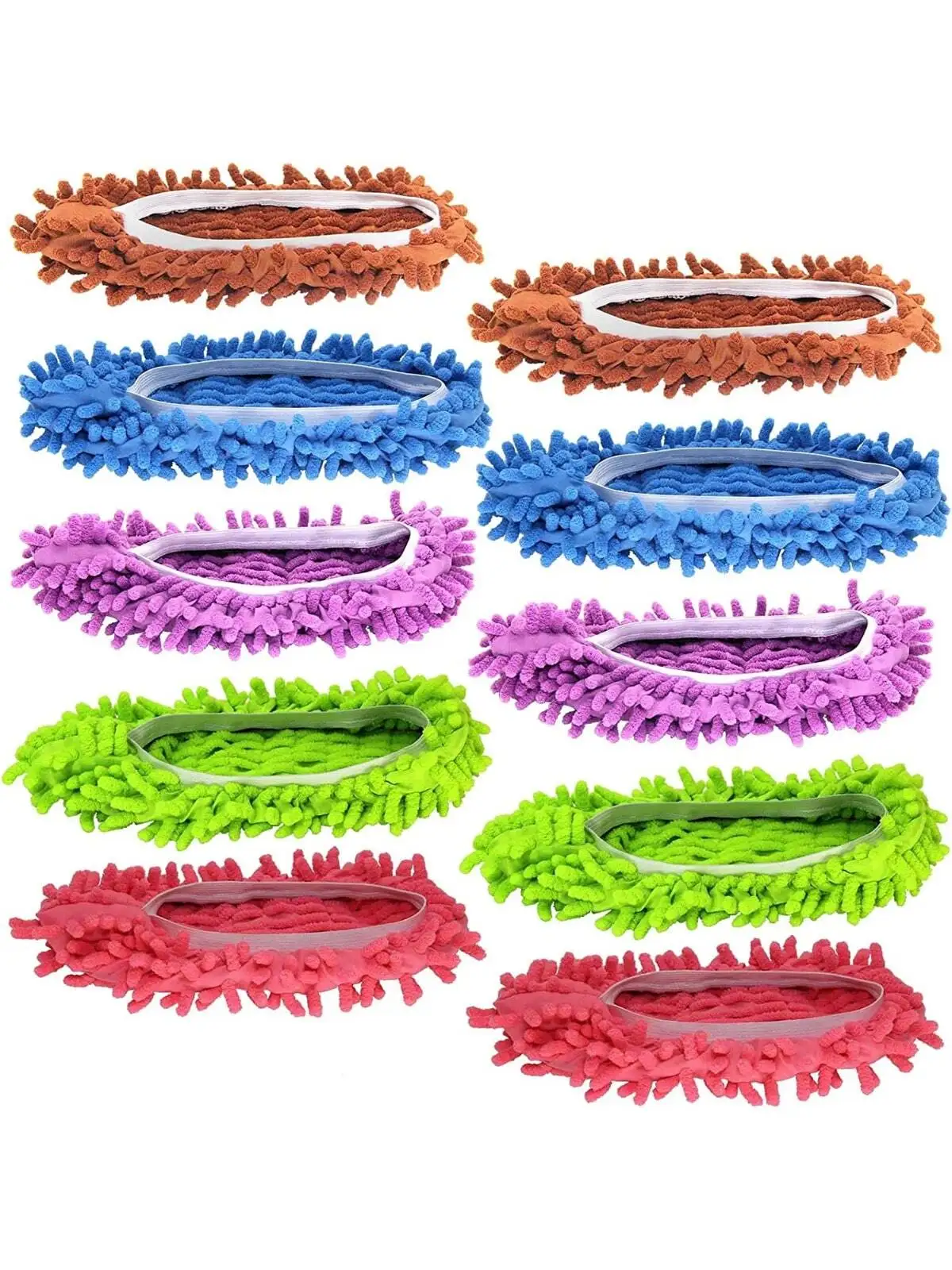 10 Stück (5 Paar) Mopp pantoffeln, Mopp schuhe, Staub wedel, Mopp socken für Frauen Männer Kinder fuß, Mikrofaser-Staub haar reiniger Image