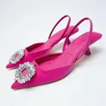 2024 Tacchi alti neri Moda donna Fiocco nodo Sandali a punta Tacchi Décolleté da donna Décolleté eleganti Rosa Blu Scarpe col tacco da festa