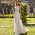 RODDRSYA elegante Boho sposa abito da sposa pizzo Backless A Line abito da sposa scollo tondo senza maniche abiti personalizzato Elegante Boho Bride Abito Da Sposa Pizzo Backless A Line Abito Da Sposa