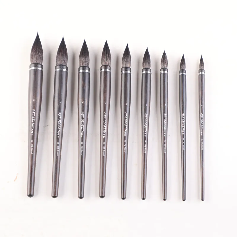 ArtSecret Hohe Grade Neue Ankunft 96RQ Professionelle Aquarell Malerei Kunst Pinsel Blau Eichhörnchen Haar Mix Verkohlten Bambus Griff Image